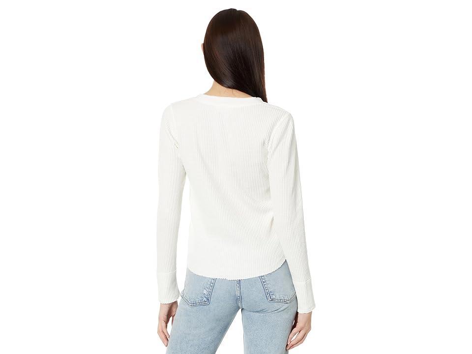 Lucky Brand Chunky Cropped Raw Edge Henley (Whisper ) Women's Clothing Product Image