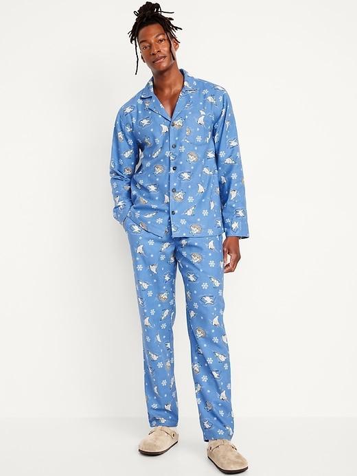 Printed Flannel Pajama Set Product Image