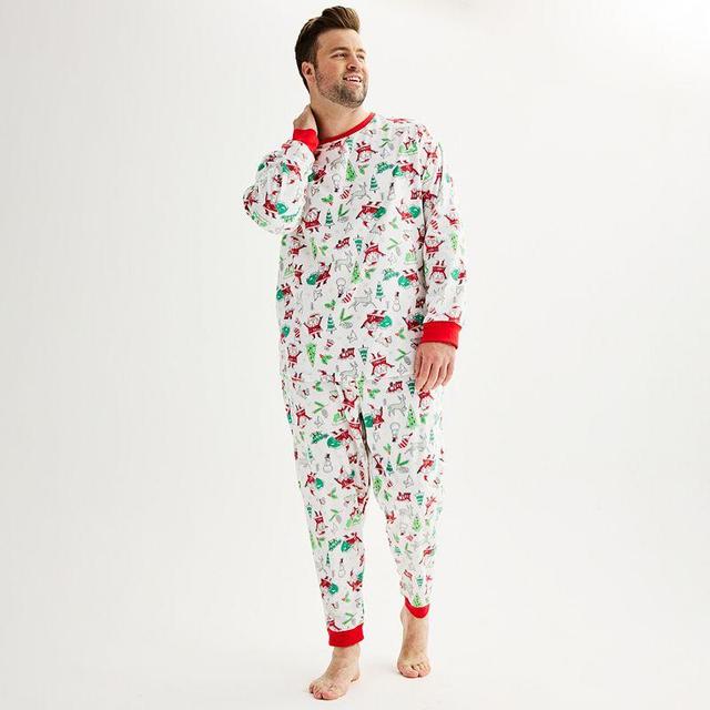 Big & Tall Jammies For Your Families Doodle Santa Cozy Microfleece Top & Bottom Pajama Set, Mens Product Image