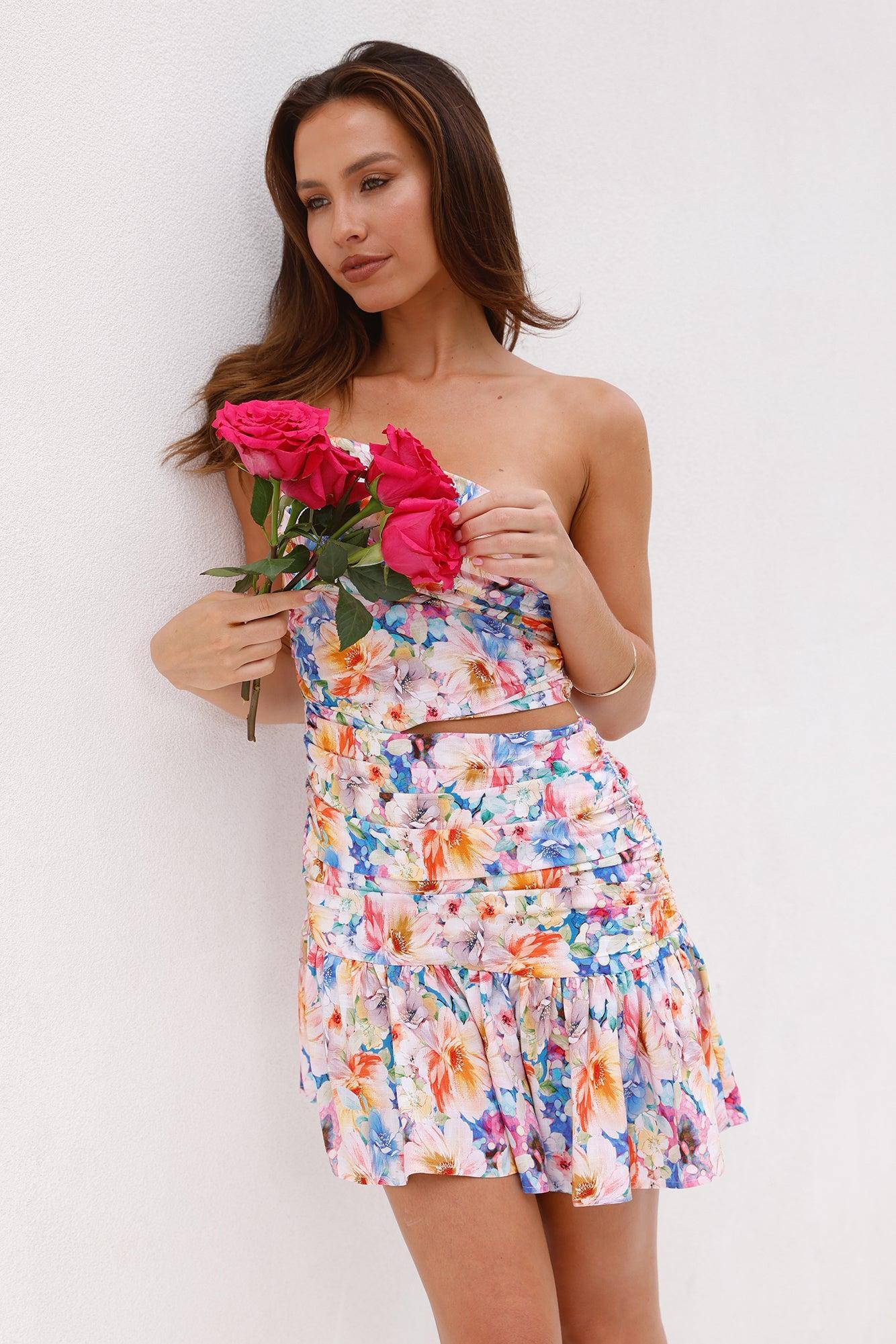 HELLO MOLLY Season Of Bloom One Shoulder Mini Dress Print Product Image