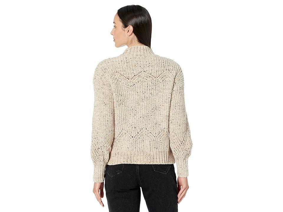 Calvin Klein Mock Neck Cable with Neps (Heather Latte/Black) Women's Clothing Product Image