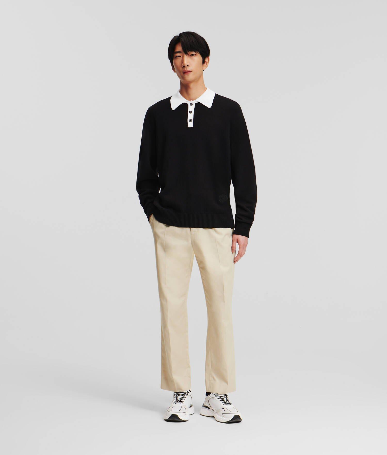 KNITTED LONG-SLEEVED POLO SHIRT Product Image