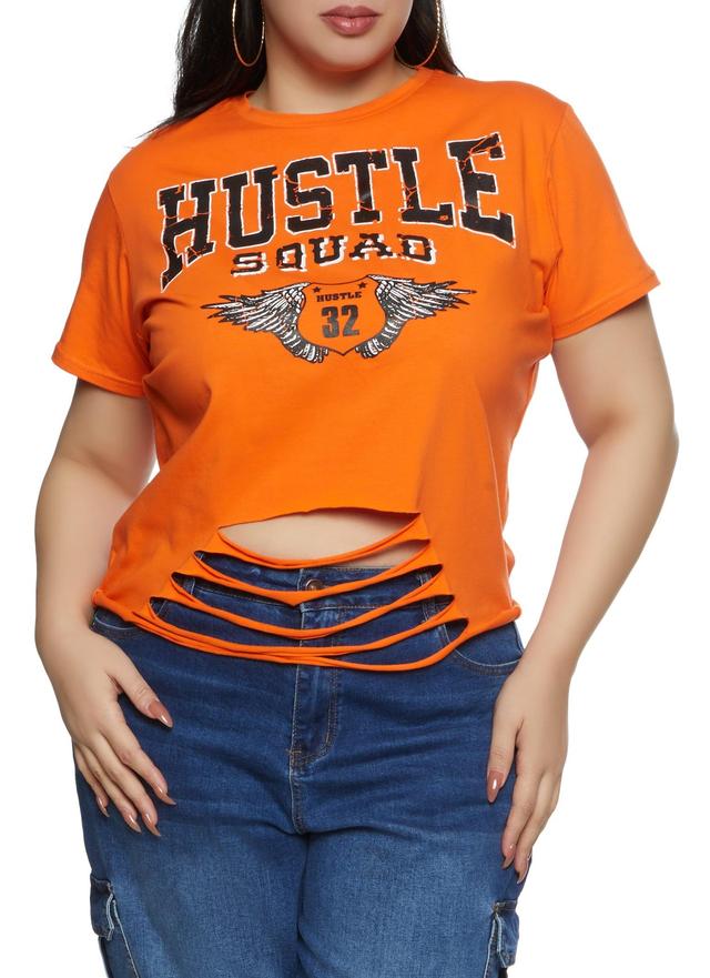 Womens Plus Size Hustle Squad Laser Cut Graphic Tee Product Image