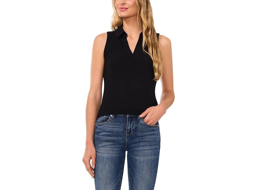 CeCe Sleeveless V-Neck Polo Knit Top (Rich ) Women's Clothing Product Image