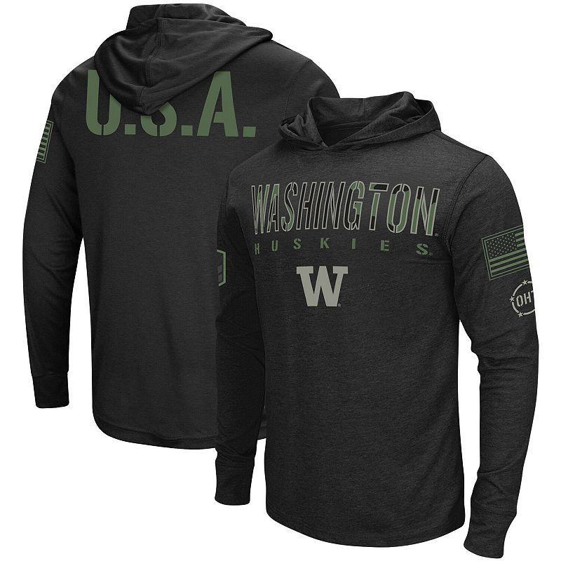 Mens Colosseum Black Washington Huskies Oht Military-Inspired Appreciation Hoodie Long Sleeve T-shirt Product Image