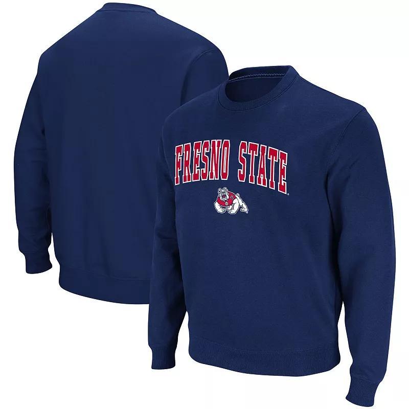 Mens Colosseum Navy Fresno State Bulldogs Arch & Logo Tackle Twill Pullover Sweatshirt Csf Blue product image