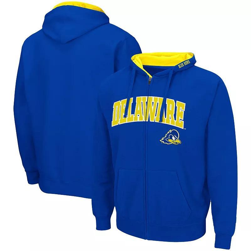 Mens Colosseum Royal Delaware Fightin Hens Arch & Logo 3.0 Full-Zip Hoodie Product Image