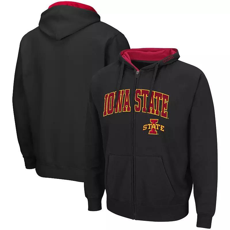 Mens Colosseum Charcoal Oklahoma State Cowboys Arch & Logo 3.0 Full-Zip Hoodie Product Image