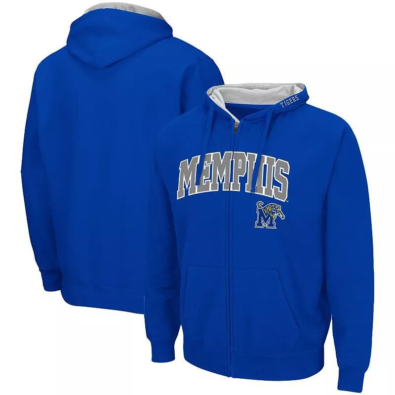 Mens Colosseum Royal Memphis Tigers Arch & Logo 3.0 Full-Zip Hoodie Product Image