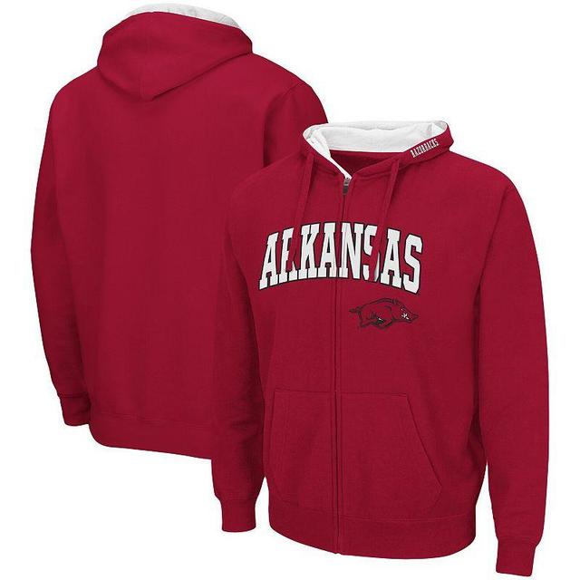 Mens Colosseum Cardinal Arkansas Razorbacks Arch & Logo 3.0 Full-Zip Hoodie Product Image