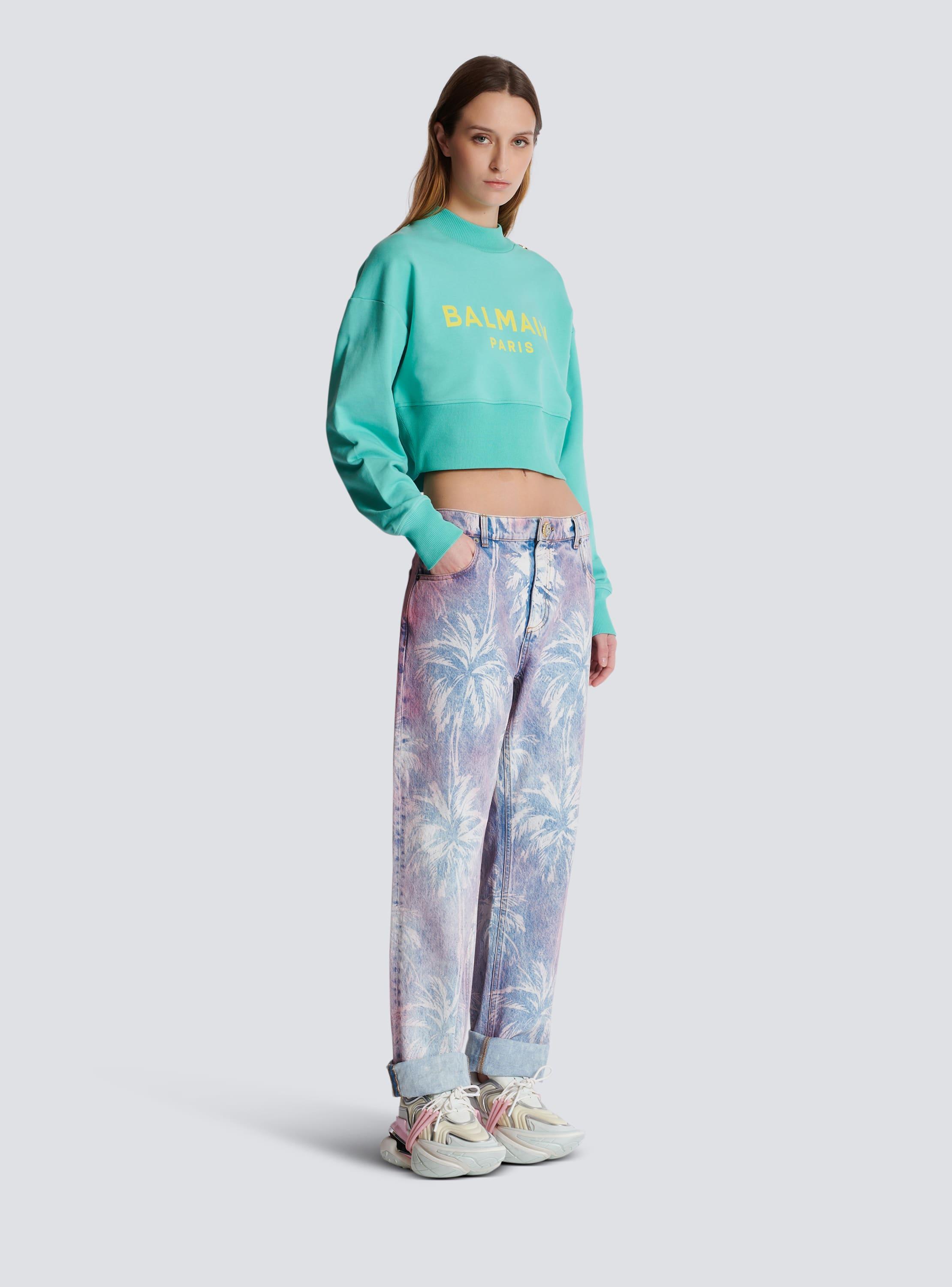 Cropped sweatshirt with Balmain Paris print Product Image