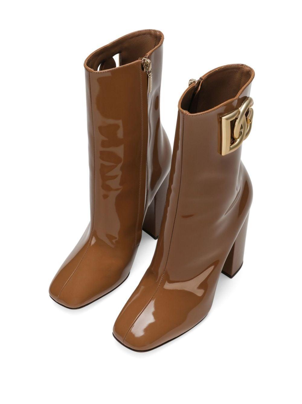 90mm Logo-plaque Leather Boots In Brown Product Image