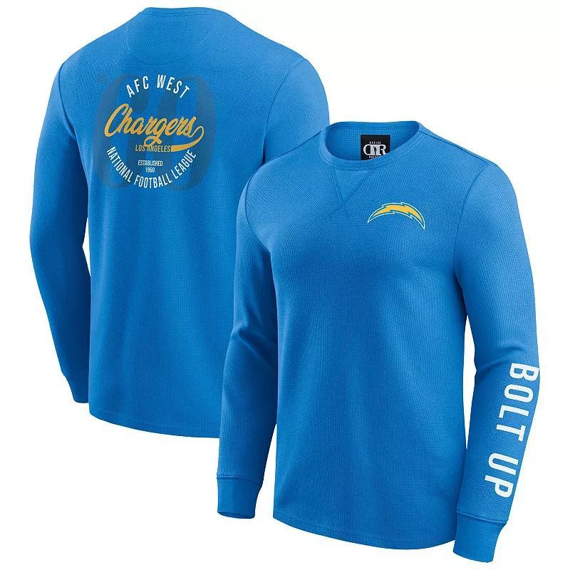 Mens Darius Rucker Collection by Fanatics Powder Blue Los Angeles Chargers Washed Waffle-Knit Long Sleeve T-Shirt Product Image