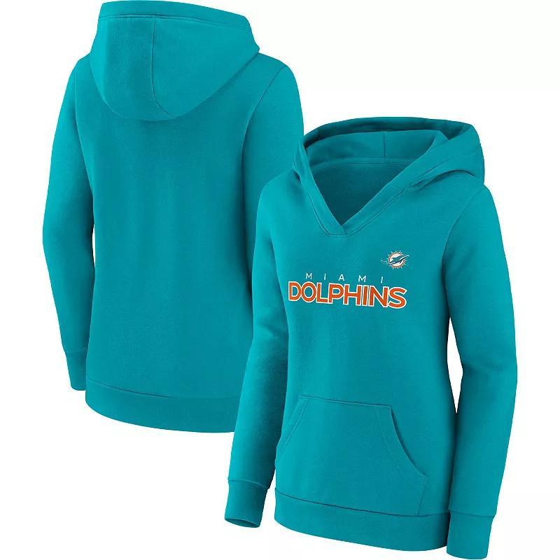 Womens Fanatics Branded Aqua Miami Dolphins Checklist Crossover V-Neck Pullover Hoodie Turquoise A Product Image