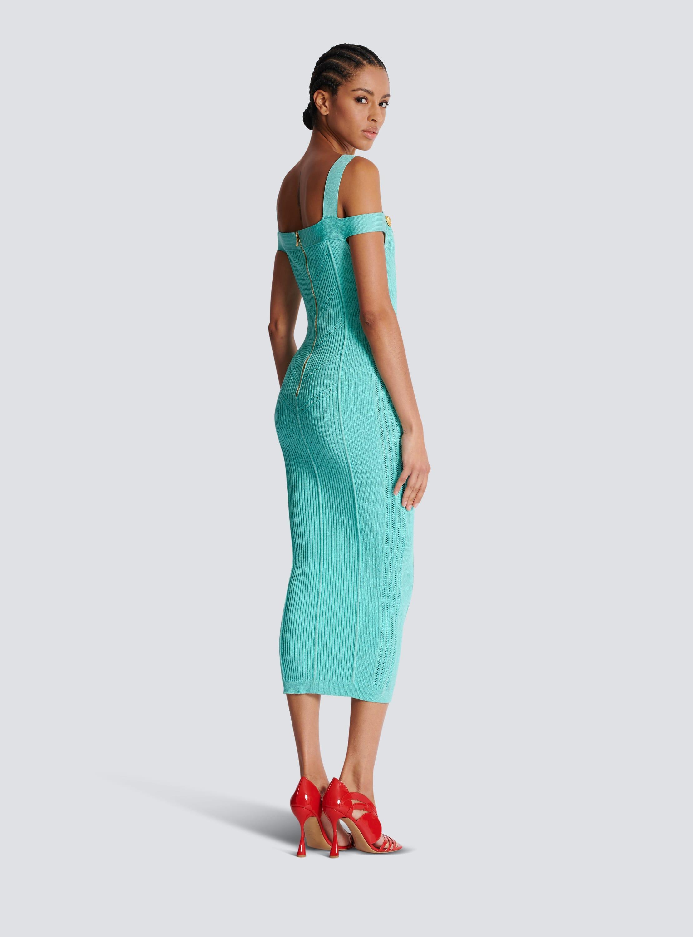 Knit midi dress with double straps Product Image