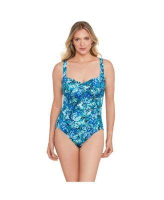 ShapeSolver by Penbrooke Womens ShapeSolver Shirred Bodice One-Piece Swimsuit Product Image