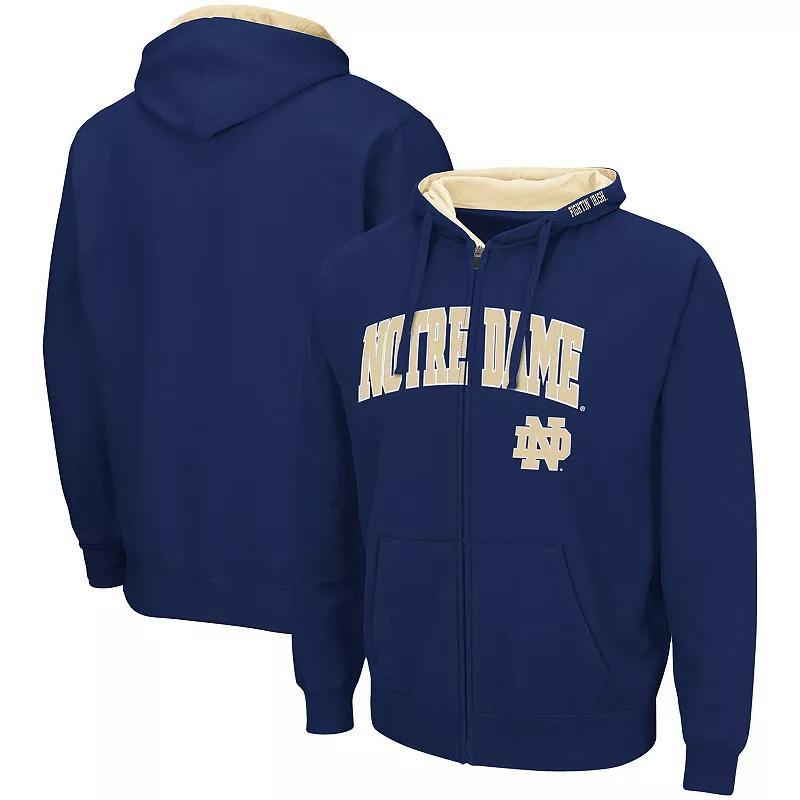 Mens Colosseum Notre Dame Fighting Irish Arch & Logo 3.0 Full-Zip Hoodie Blue Product Image