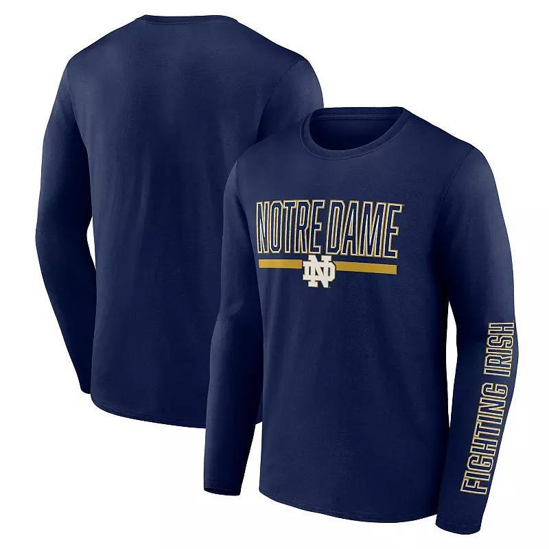 Mens Profile Navy Notre Dame Fighting Irish Big and Tall Two-Hit Graphic Long Sleeve T-shirt Product Image