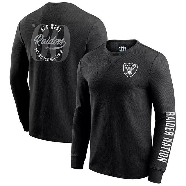 Mens Darius Rucker Collection by Fanatics Black Las Vegas Raiders Washed Waffle-Knit Long Sleeve T-Shirt Product Image