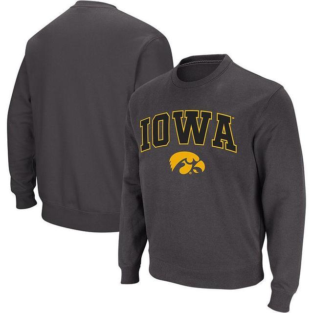 Mens Colosseum Charcoal Iowa Hawkeyes Arch & Logo Crew Neck Sweatshirt Product Image