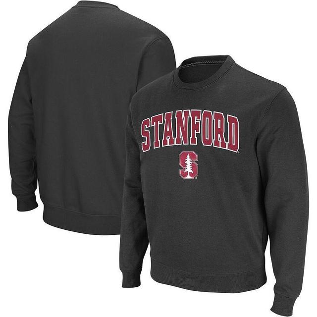 Mens Colosseum Charcoal Stanford Cardinal Arch & Logo Crew Neck Sweatshirt Product Image