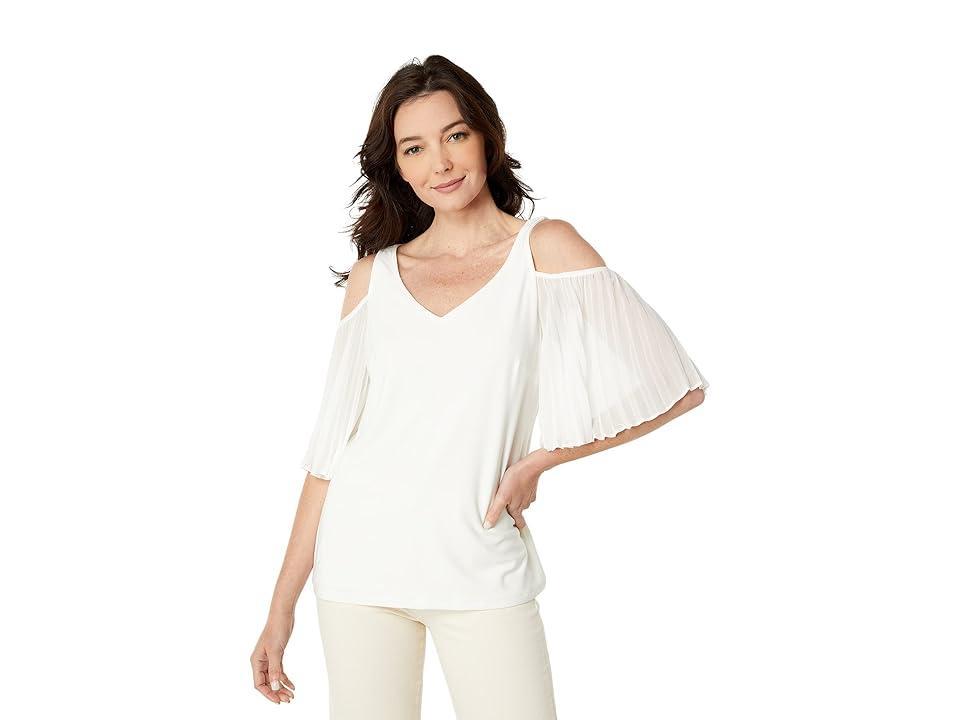 Vince Camuto Short Sleeve Cold-Shoulder Smock Bottom Blouse (New Ivory) Women's Clothing Product Image