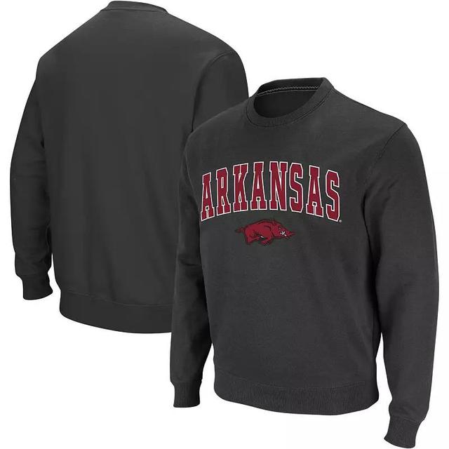 Mens Colosseum Charcoal Arkansas Razorbacks Arch & Logo Crew Neck Sweatshirt Product Image