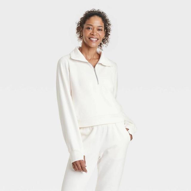 Womens Fleece Half Zip Pullover - All In Motion Cream Product Image