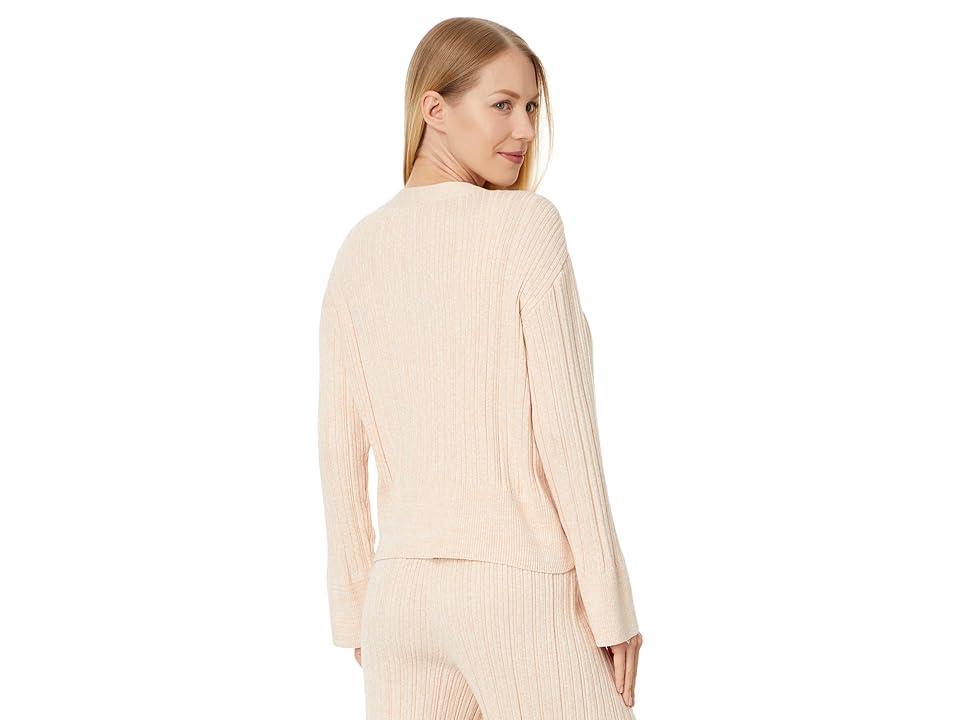 Eberjey Organic Cotton Sweater Rib Cardi (Peach Parfait) Women's Pajama Product Image