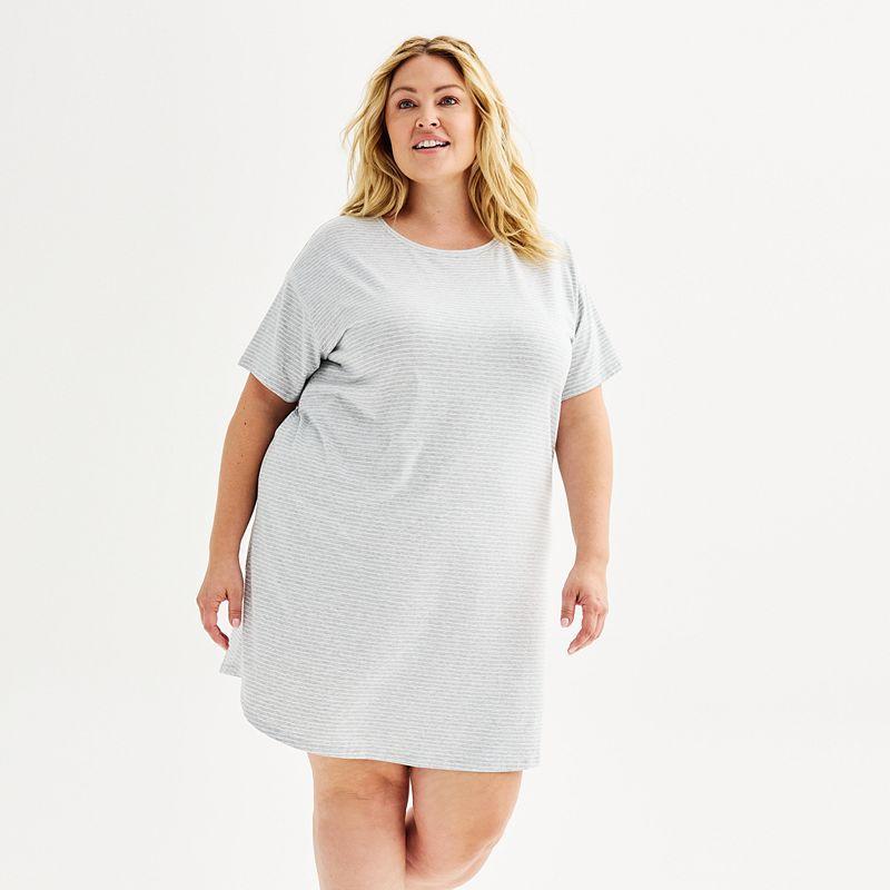 Plus Size Sonoma Goods For Life Cotton Modal Short Sleeve Sleep Shirt, Womens Product Image