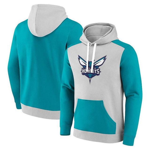 Mens Fanatics Branded Gray/Teal Charlotte Hornets Arctic Colorblock Pullover Hoodie Product Image