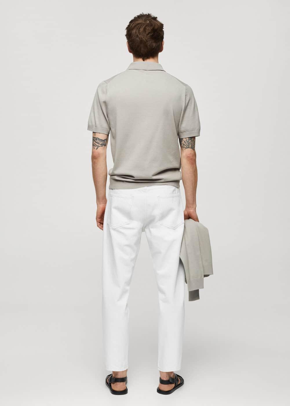 MANGO MAN - Fine-knit polo shirt light/pastel greyMen Product Image