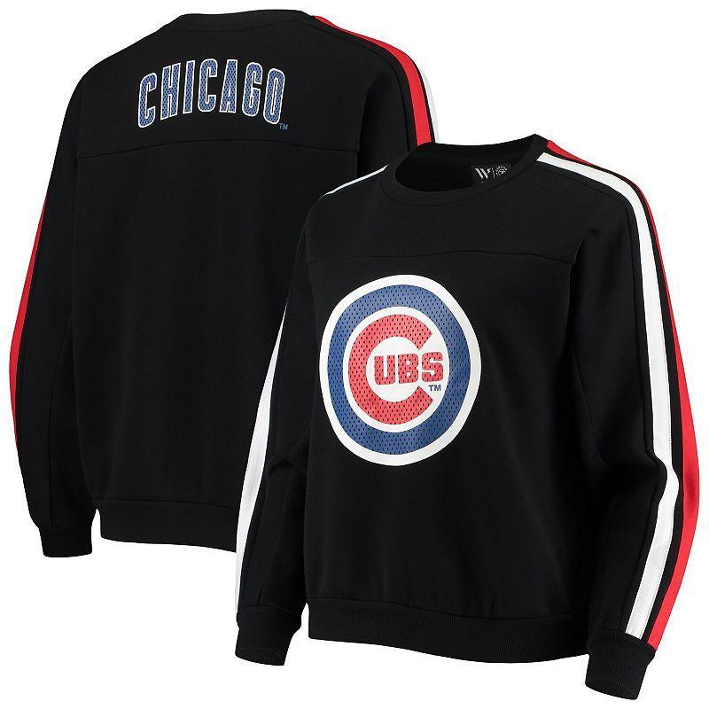 Womens The Wild Collective Chicago Cubs Perforated Logo Pullover Sweatshirt Product Image