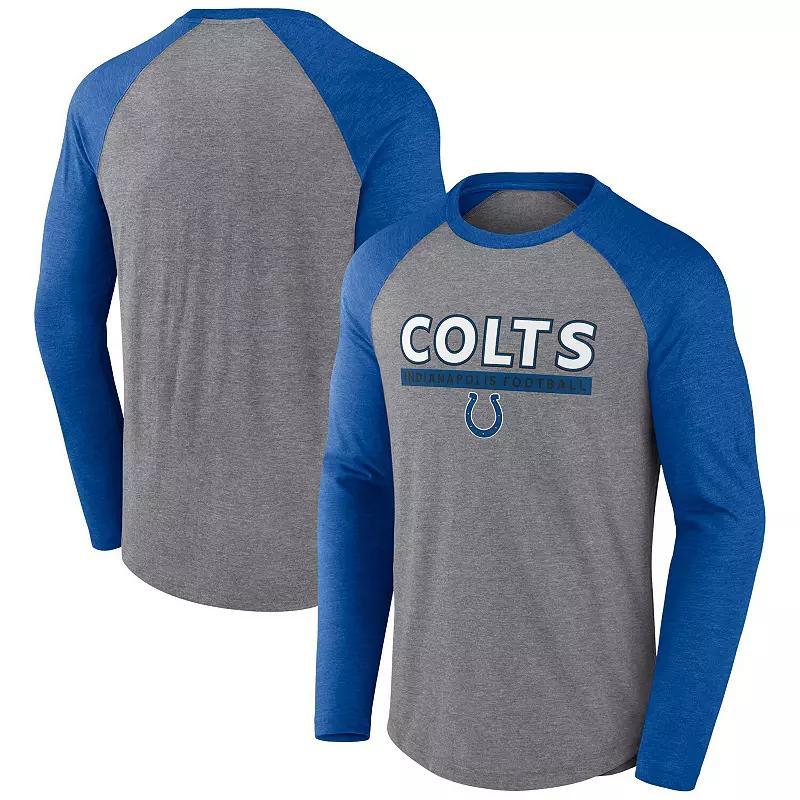 Mens Fanatics Heather Gray/Charcoal Carolina Panthers Tri-Blend Raglan Long Sleeve T-Shirt Product Image