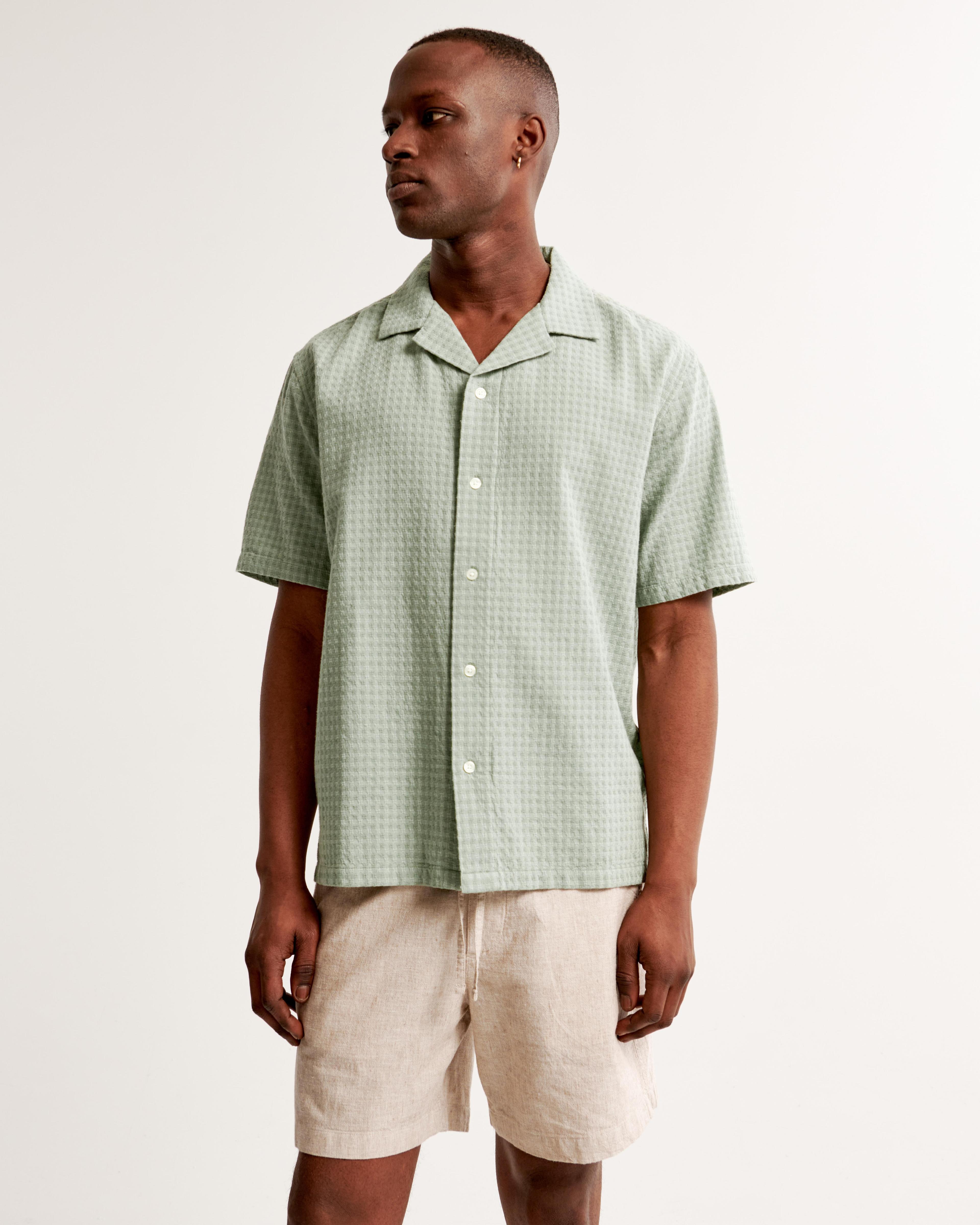 Camp Collar Waffle Button-Up Shirt Product Image