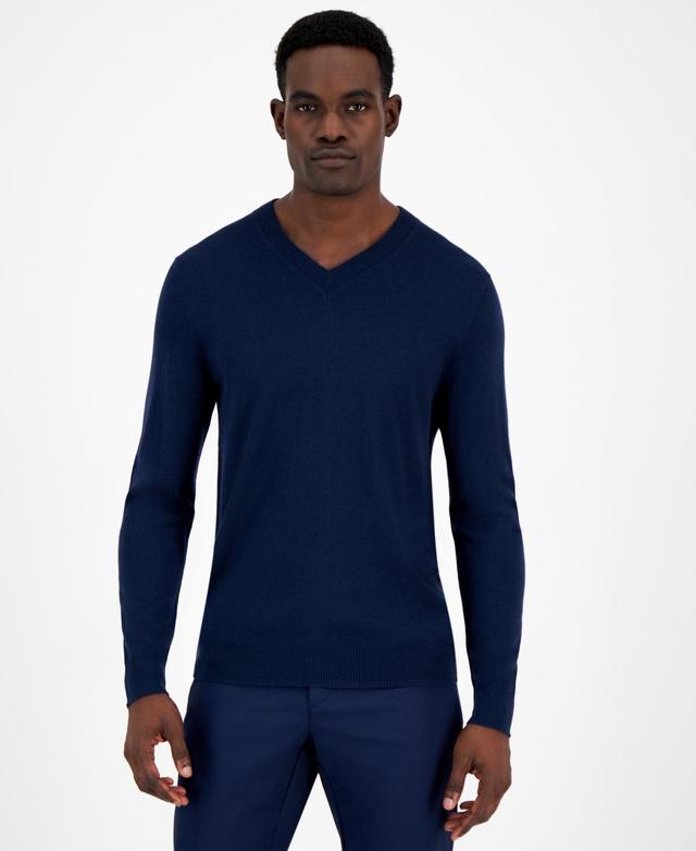 Alfani Mens Long-Sleeve V-Neck Merino Sweater, Created for Macys Product Image