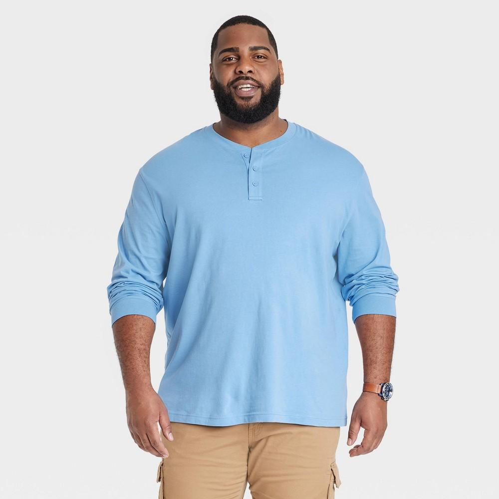 Mens Big & Tall Long Sleeve Henley T-Shirt - Goodfellow & Co Seamless Blue 4XLT Product Image