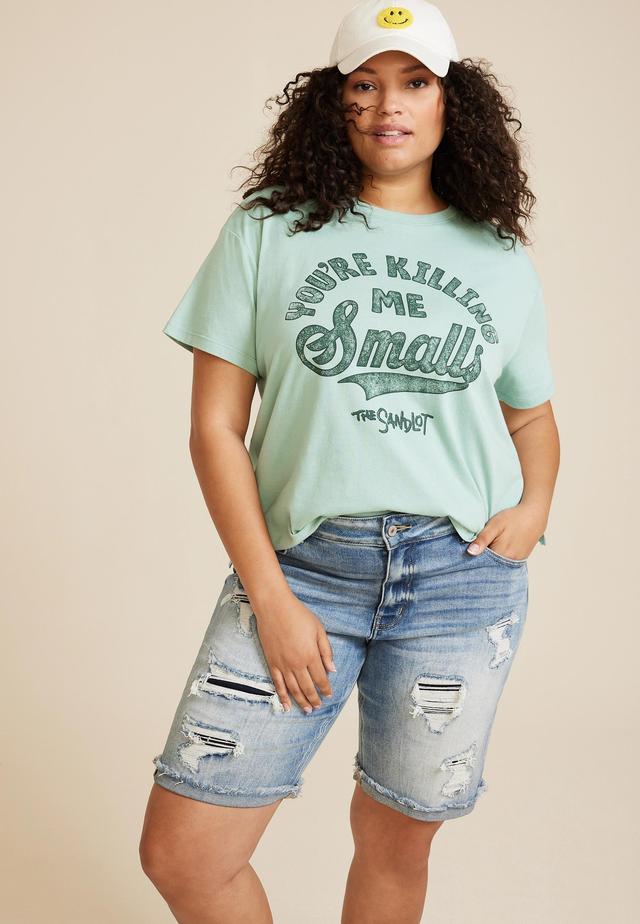 Maurices 1X Plus Size Womens Sandlot Oversized Fit Graphic Tee Green Product Image