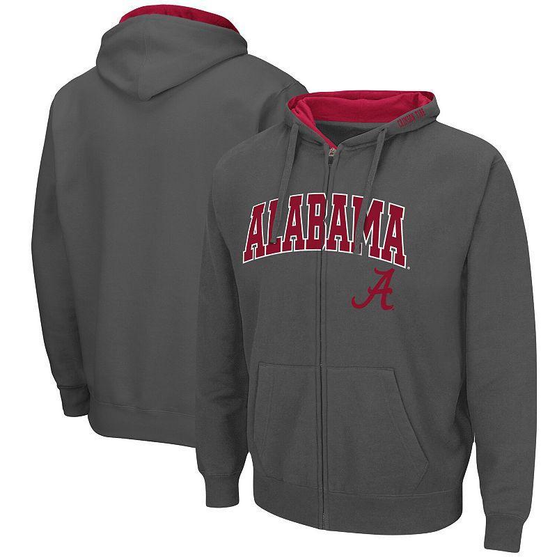 Mens Colosseum Charcoal Alabama Crimson Tide Arch & Logo 3.0 Full-Zip Hoodie Product Image