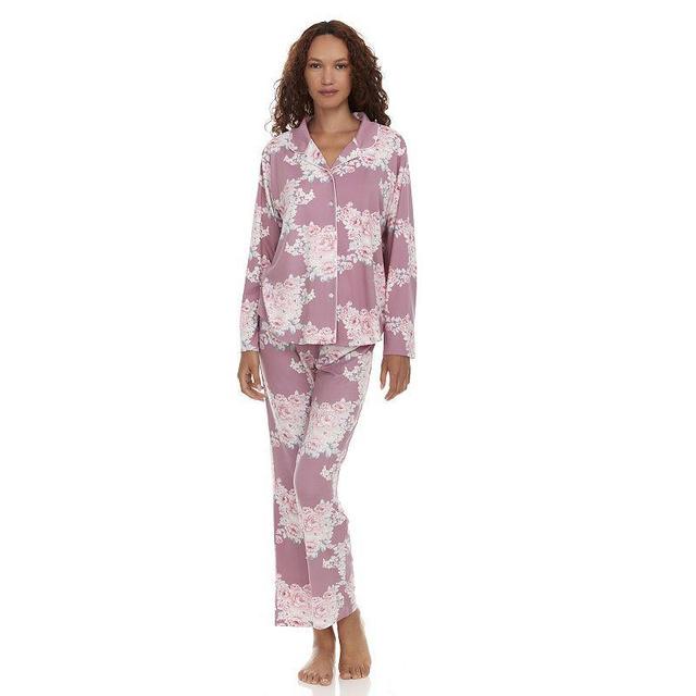 Womens Flora by Flora Nikrooz Lindsey Collared Button-Down Top & Pants Pajama Set Product Image