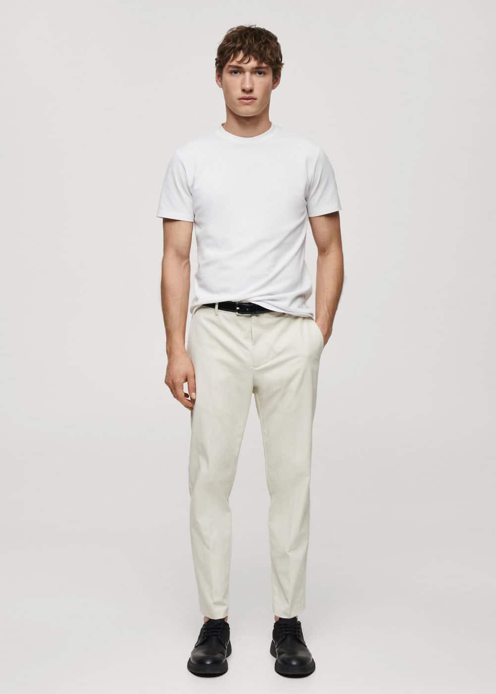 MANGO MAN - Slim fit technical fabric pants light/pastel greyMen Product Image