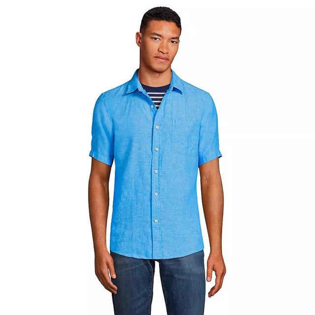 Mens Lands End Traditional-Fit Linen Button-Down Shirt Product Image