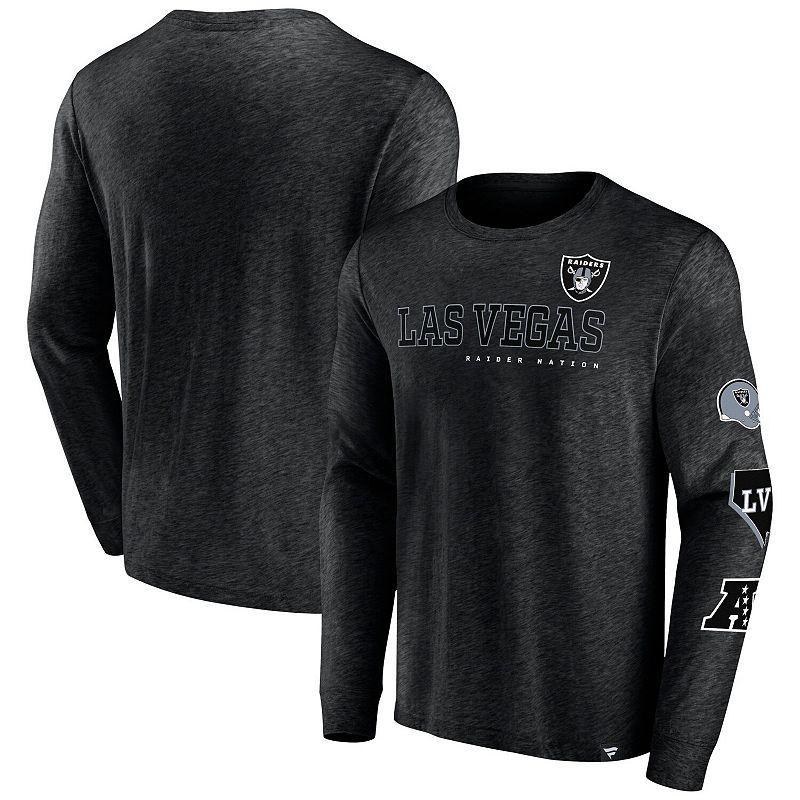 Mens Fanatics Branded Heather Black Las Vegas Raiders High Whip Pitcher Long Sleeve T-Shirt Product Image