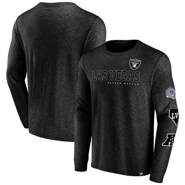 Mens Fanatics Branded Heather Black Las Vegas Raiders High Whip Pitcher Long Sleeve T-Shirt Product Image