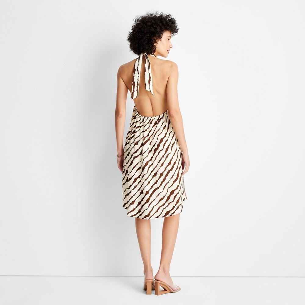 Womens Criss-Cross Mini Dress - Future Collective with Jenee Naylor Cream/Brown Striped XL Product Image