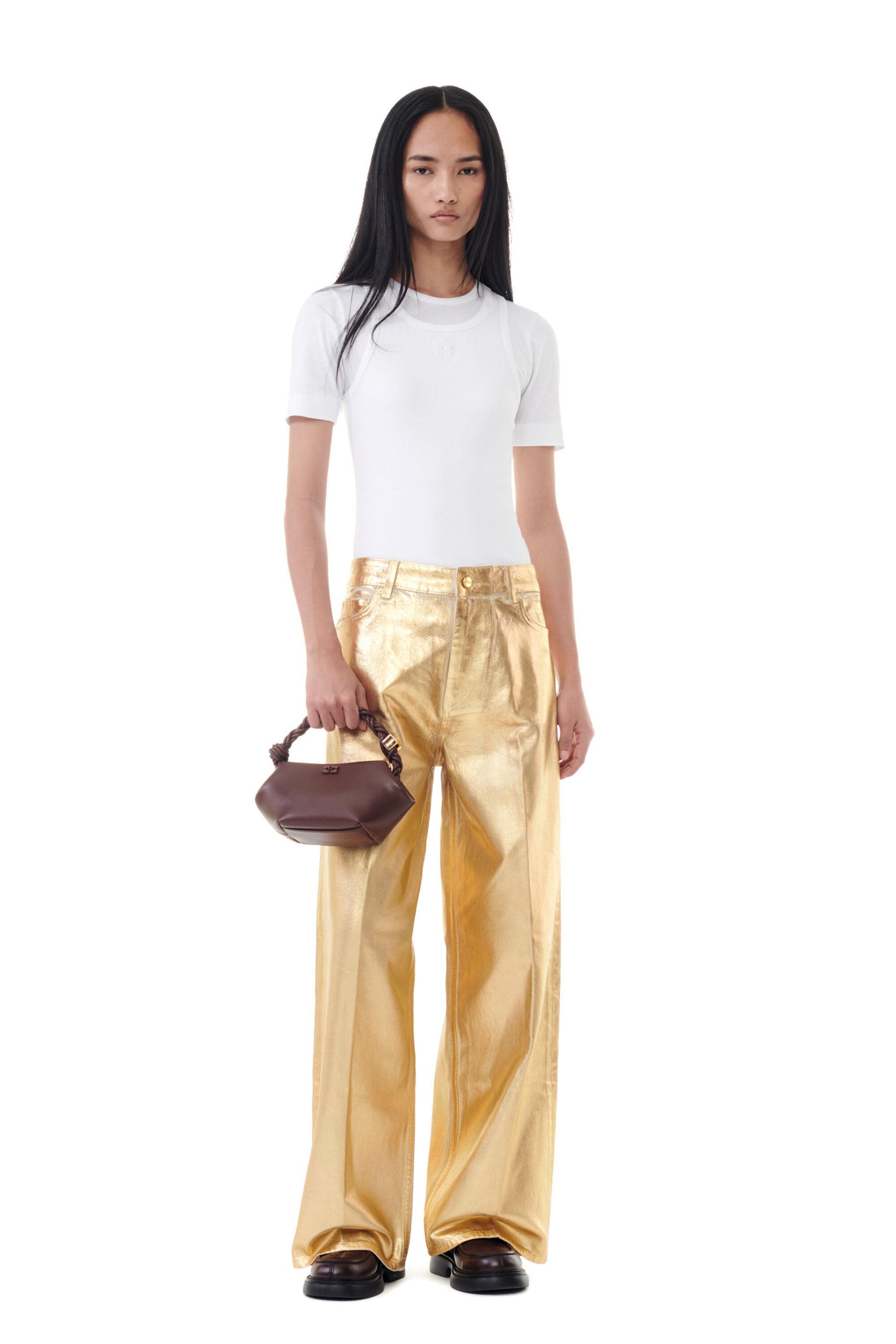 Gold Foil Wide Jeans Product Image