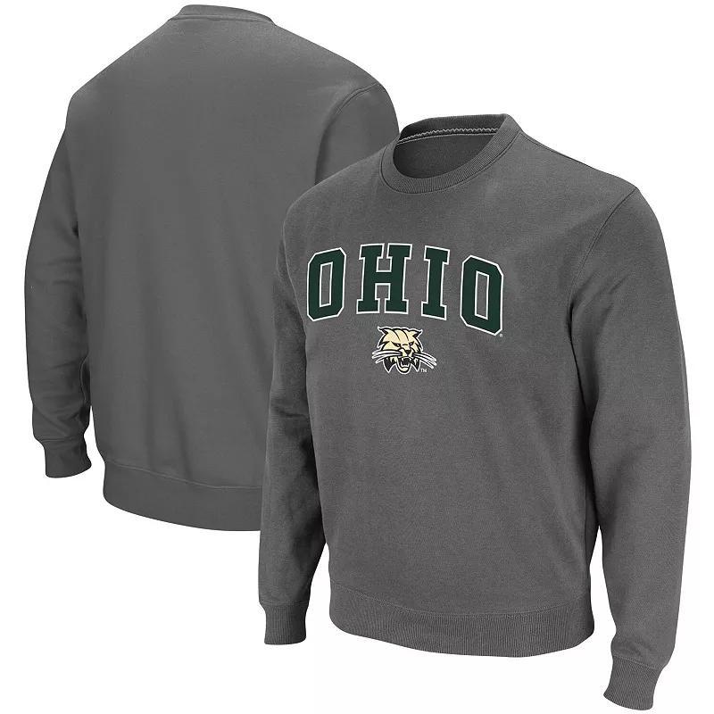 Mens Colosseum Charcoal Ohio Bobcats Arch & Logo Tackle Twill Pullover Sweatshirt Product Image