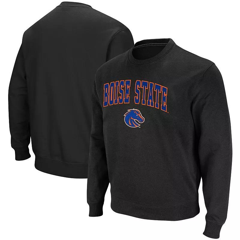 Mens Colosseum Black Boise State Broncos Arch & Logo Tackle Twill Pullover Sweatshirt Product Image