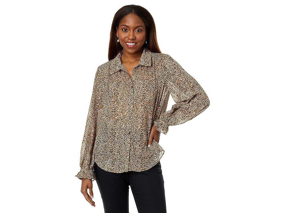 Vince Camuto Long Sleeve V-Neck Button-Down Blouse (Foxtrot) Women's Clothing Product Image