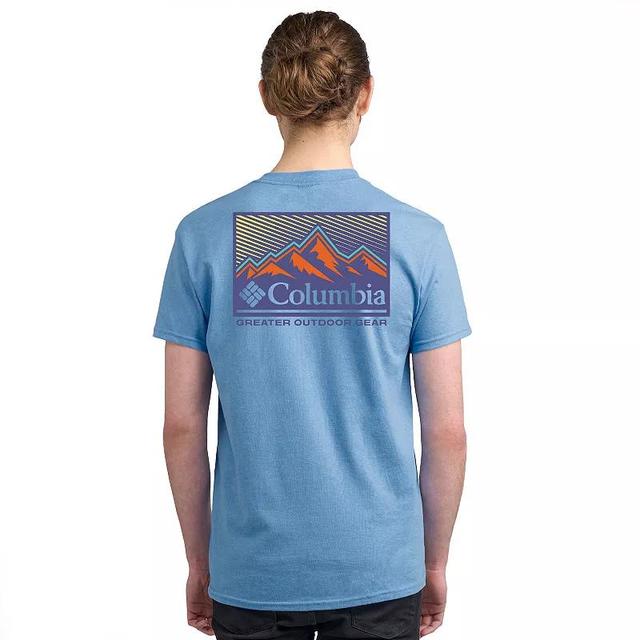 Mens Columbia Short Sleeve Graphic Tee Silver Blue Product Image